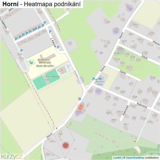Mapa Horní - Firmy v ulici.