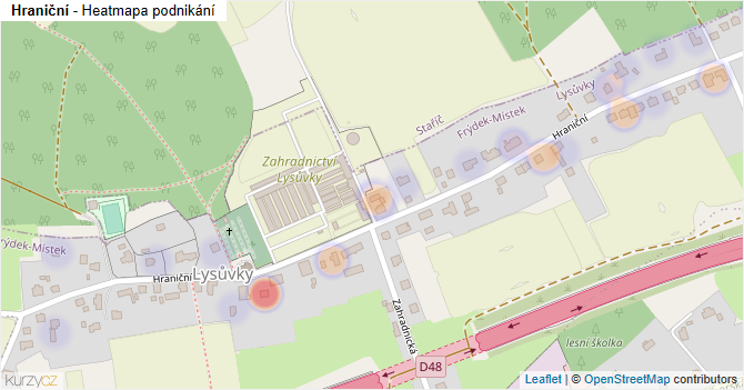 Hraniční - mapa podnikání