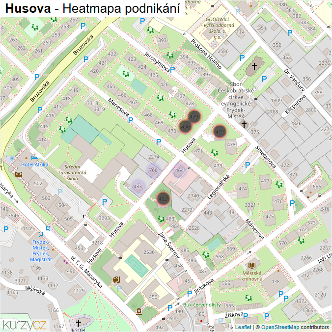Mapa Husova - Firmy v ulici.