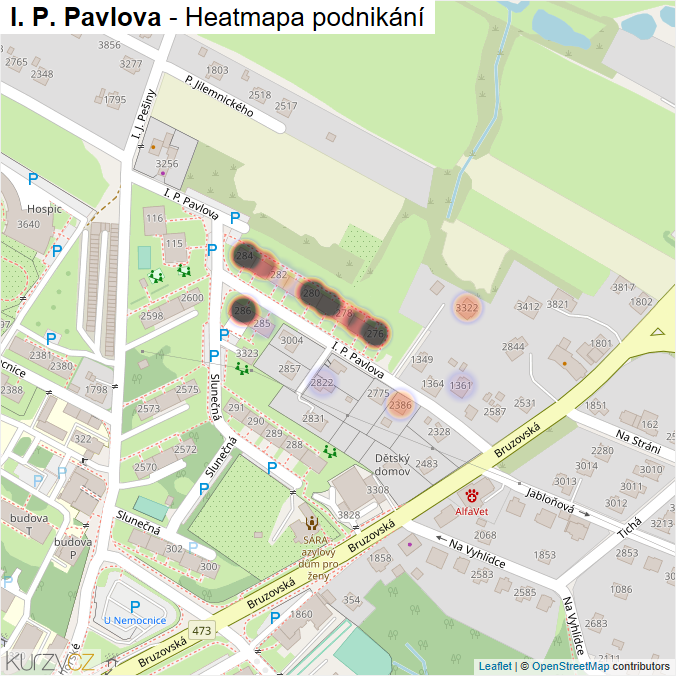 Mapa I. P. Pavlova - Firmy v ulici.