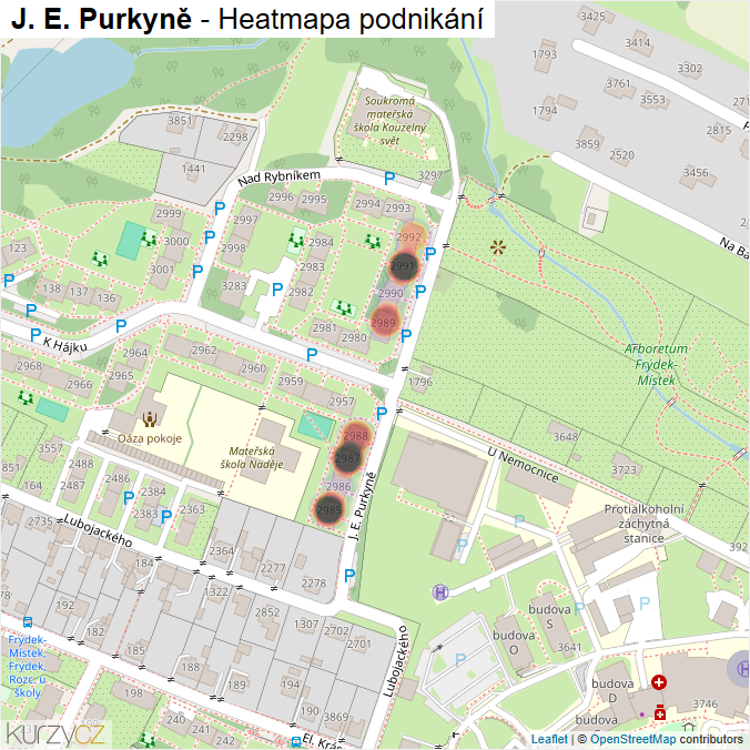 Mapa J. E. Purkyně - Firmy v ulici.