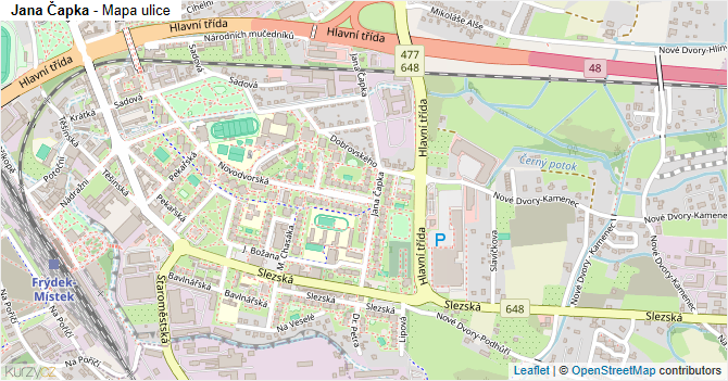 Jana Čapka - mapa ulice