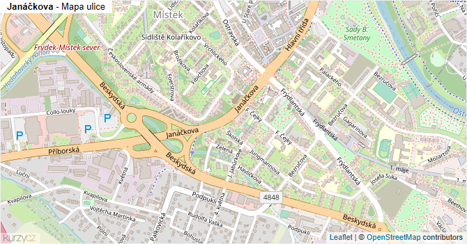 Janáčkova - mapa ulice