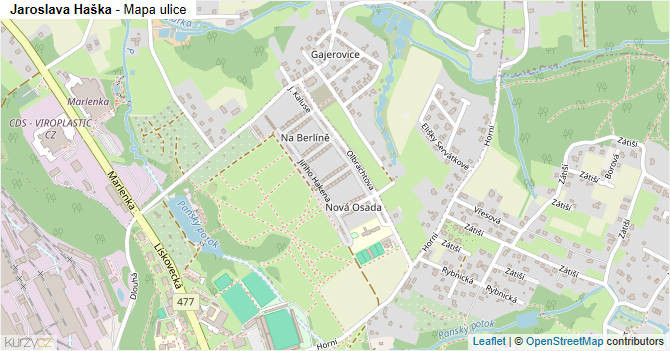 Jaroslava Haška - mapa ulice