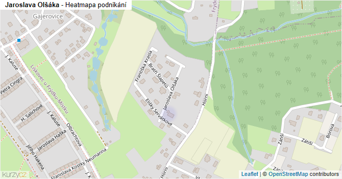 Jaroslava Olšáka - mapa podnikání