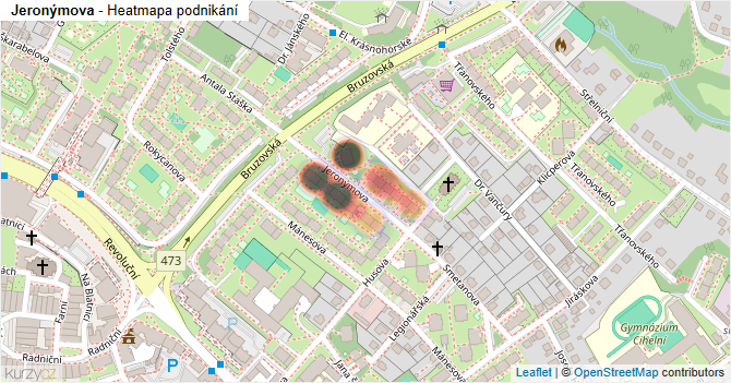 Jeronýmova - mapa podnikání
