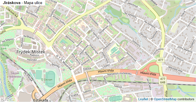 Jiráskova - mapa ulice
