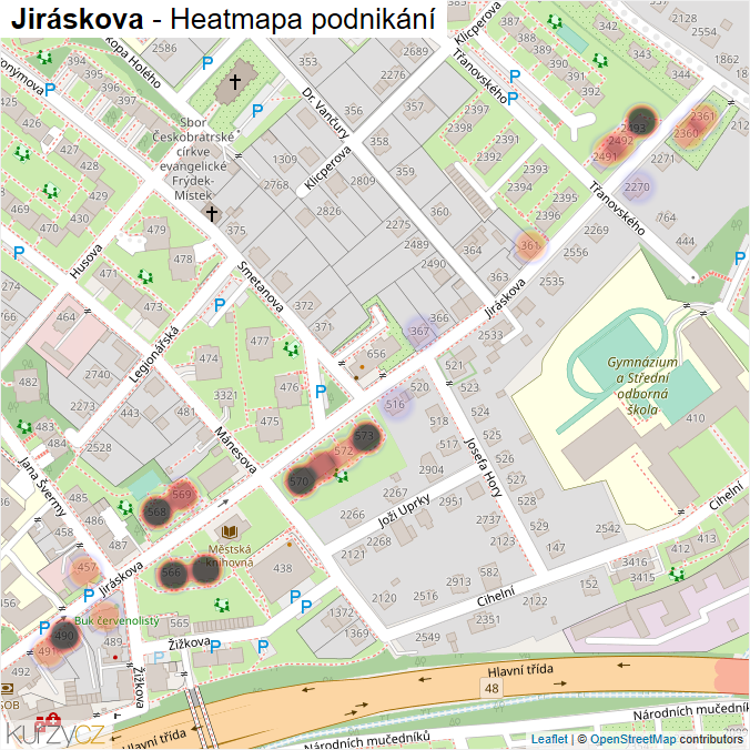 Mapa Jiráskova - Firmy v ulici.
