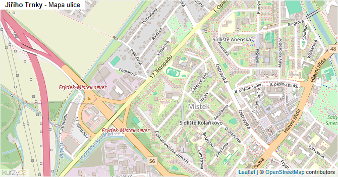 Jiřího Trnky - mapa ulice