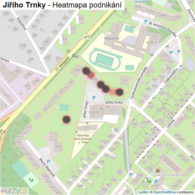 Mapa Jiřího Trnky - Firmy v ulici.