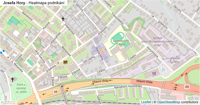 Josefa Hory - mapa podnikání