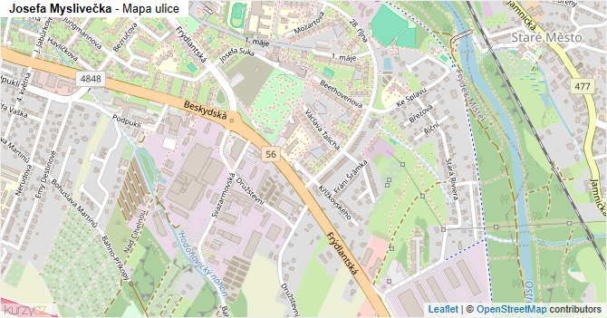 Josefa Myslivečka - mapa ulice