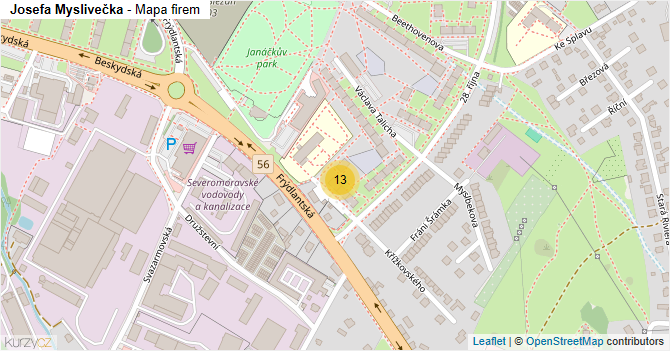 Josefa Myslivečka - mapa firem