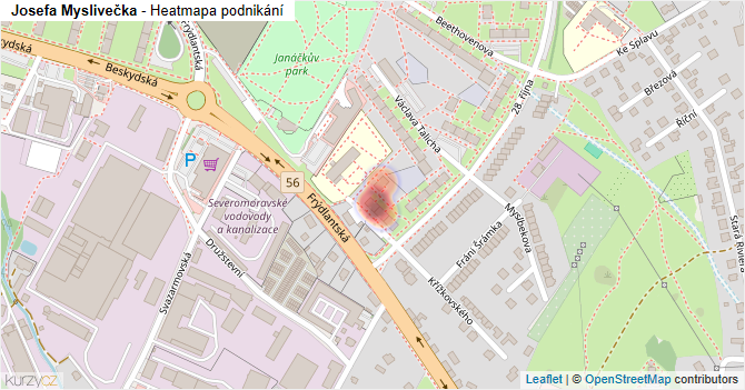 Josefa Myslivečka - mapa podnikání