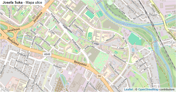 Josefa Suka - mapa ulice
