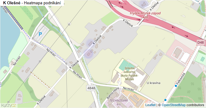 K Olešné - mapa podnikání