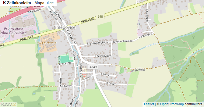 K Zelinkovicím - mapa ulice