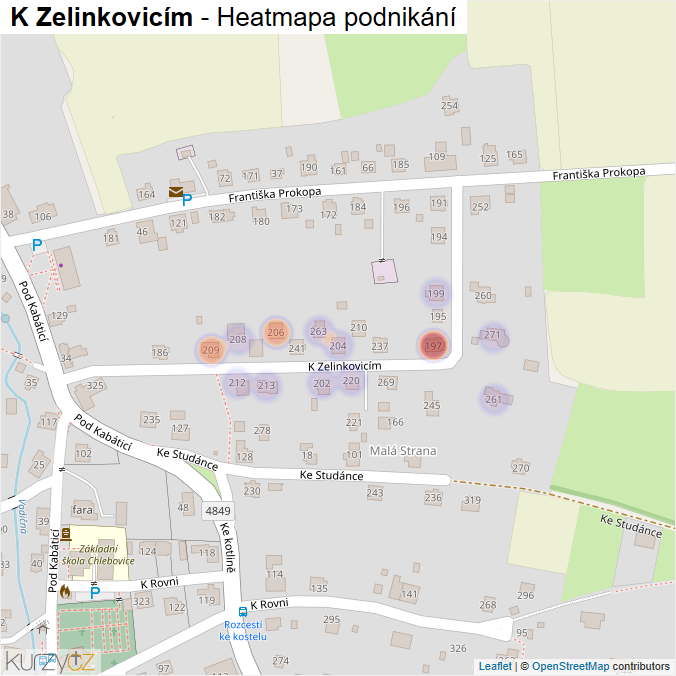 Mapa K Zelinkovicím - Firmy v ulici.