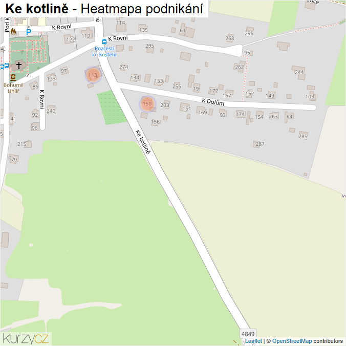 Mapa Ke kotlině - Firmy v ulici.