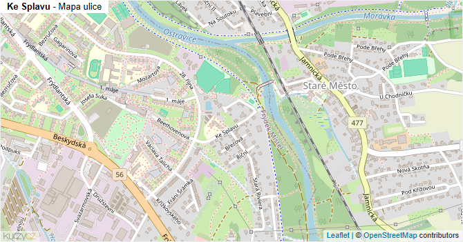 Ke Splavu - mapa ulice