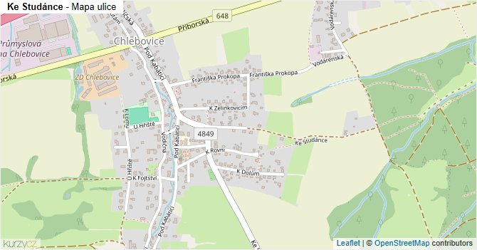 Ke Studánce - mapa ulice