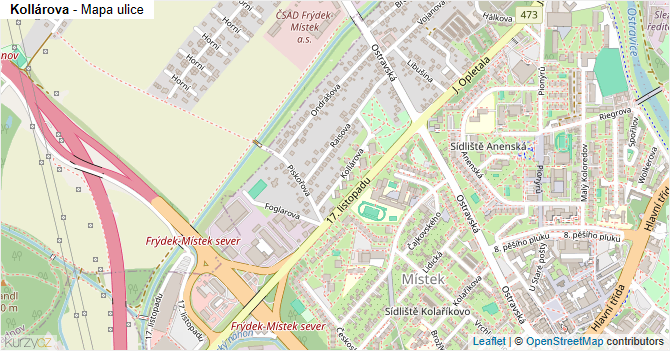 Kollárova - mapa ulice