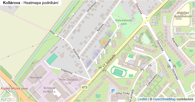 Kollárova - mapa podnikání