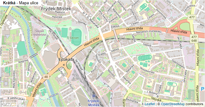 Krátká - mapa ulice