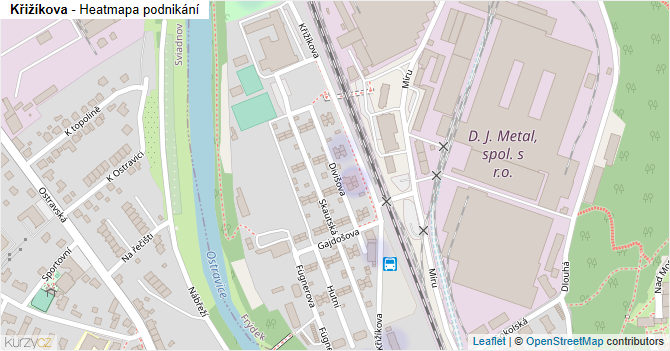 Křižíkova - mapa podnikání