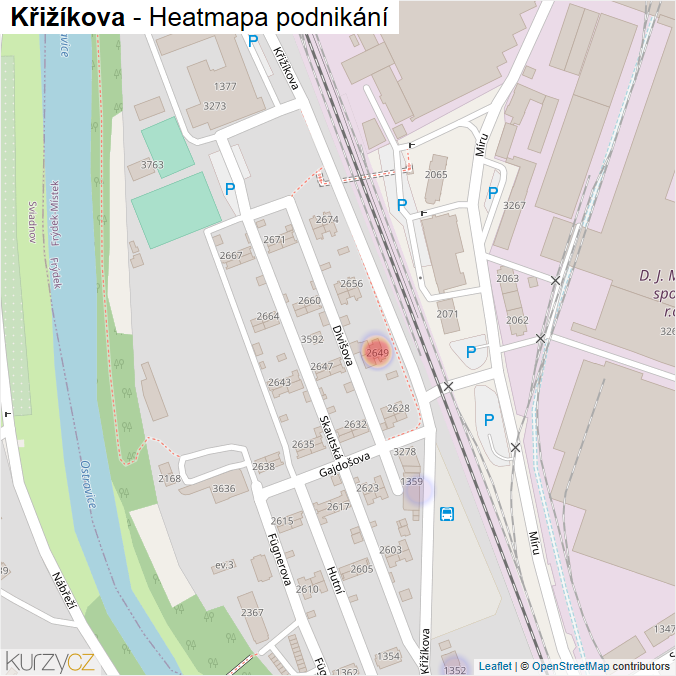 Mapa Křižíkova - Firmy v ulici.