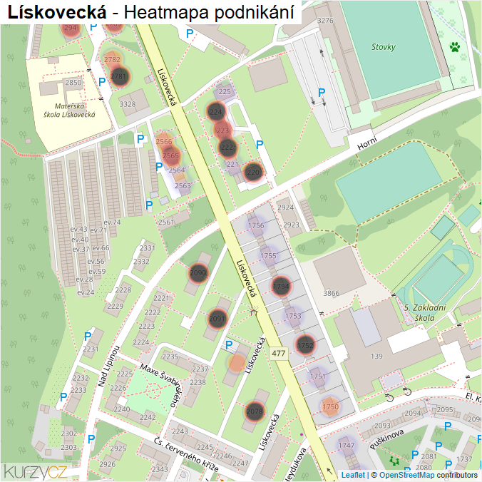 Mapa Lískovecká - Firmy v ulici.