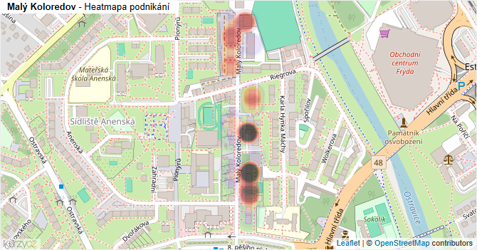 Malý Koloredov - mapa podnikání