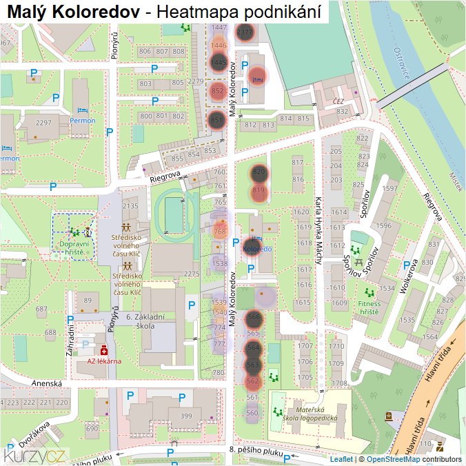 Mapa Malý Koloredov - Firmy v ulici.