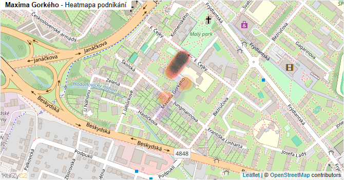 Maxima Gorkého - mapa podnikání