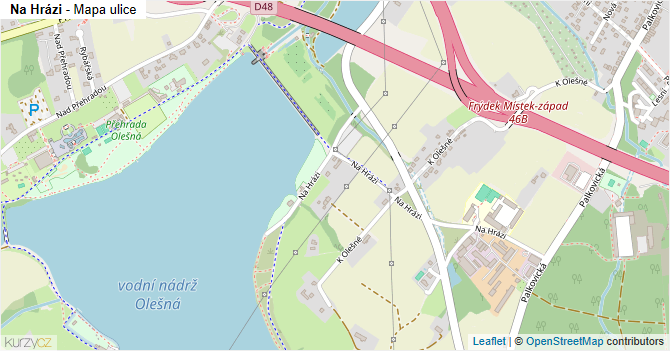 Na Hrázi - mapa ulice