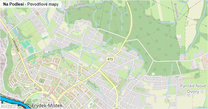 Na Podlesí - záplavové mapy stoleté vody