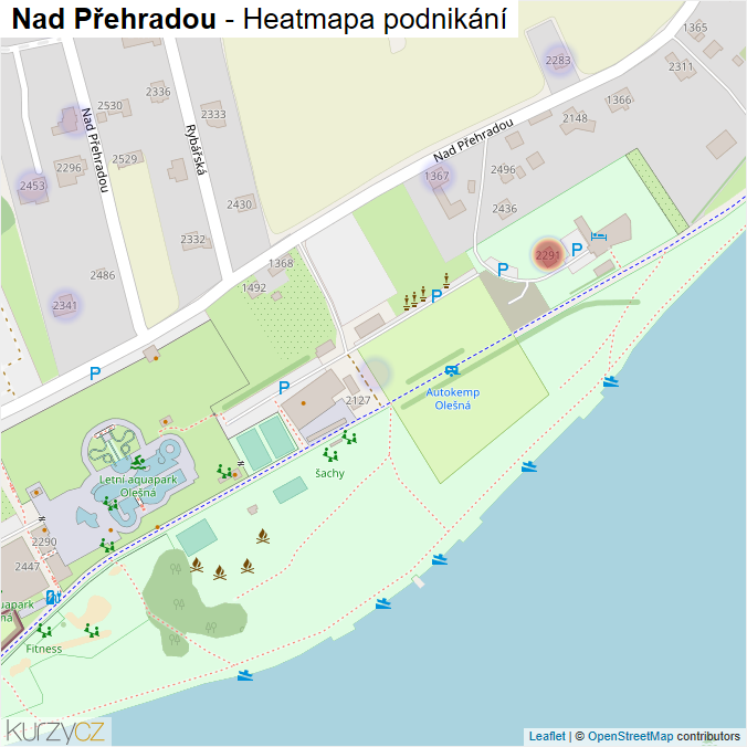 Mapa Nad Přehradou - Firmy v ulici.