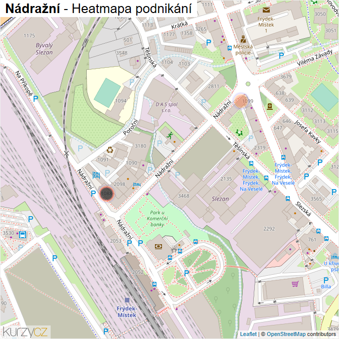 Mapa Nádražní - Firmy v ulici.