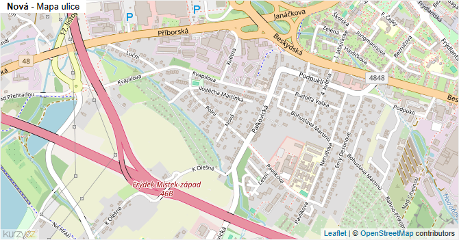 Nová - mapa ulice