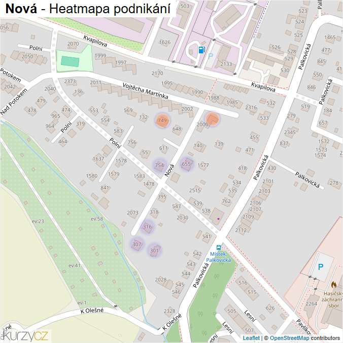 Mapa Nová - Firmy v ulici.
