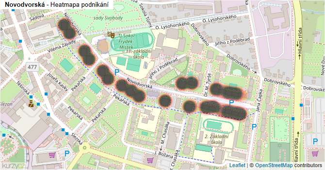 Novodvorská - mapa podnikání