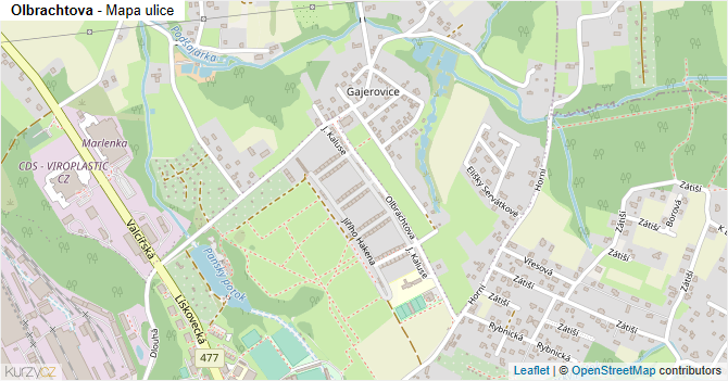 Olbrachtova - mapa ulice