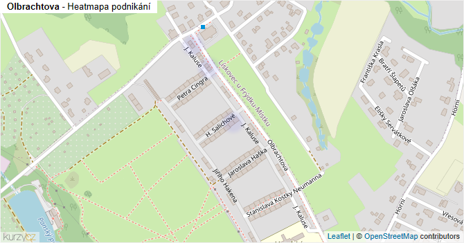 Olbrachtova - mapa podnikání