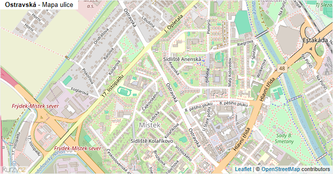 Ostravská - mapa ulice