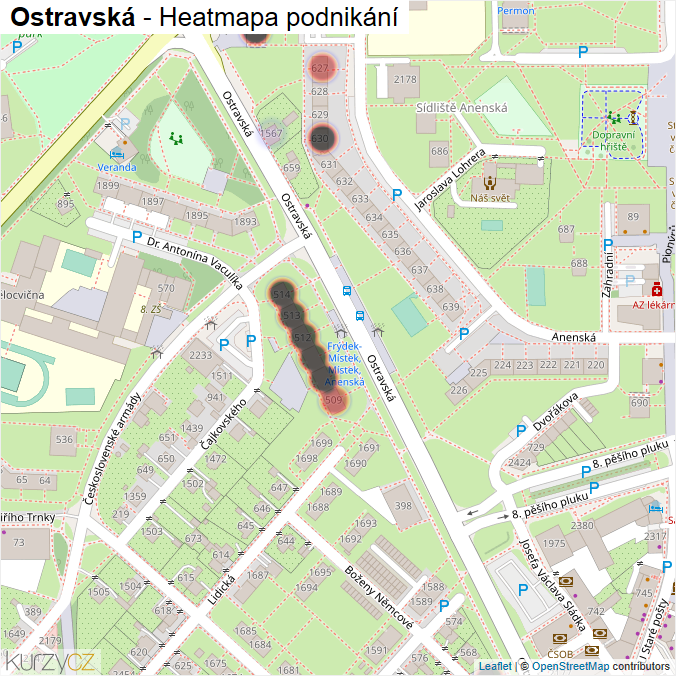 Mapa Ostravská - Firmy v ulici.