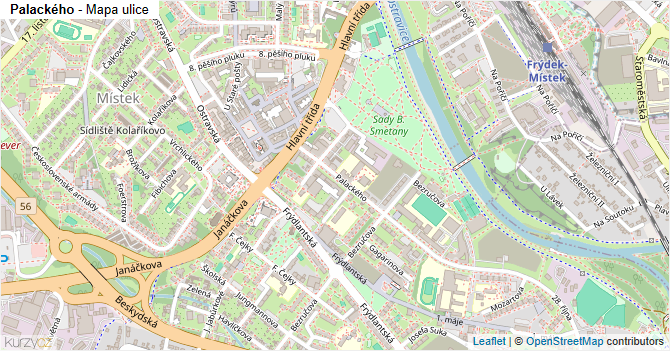 Palackého - mapa ulice