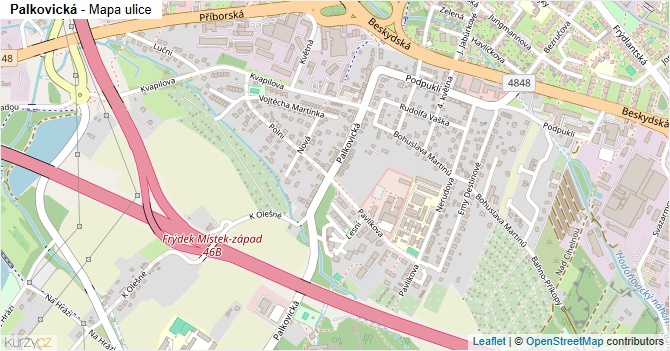 Palkovická - mapa ulice