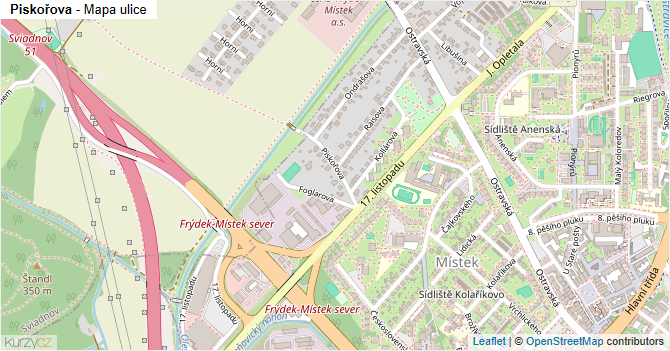 Piskořova - mapa ulice