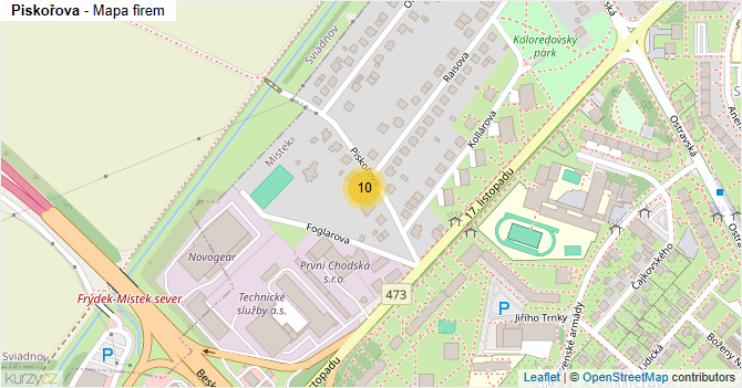 Piskořova - mapa firem