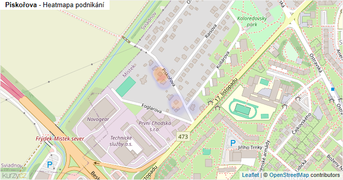 Piskořova - mapa podnikání